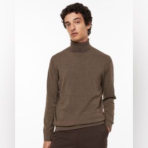 Brown Fine Knit Turtleneck Sweater